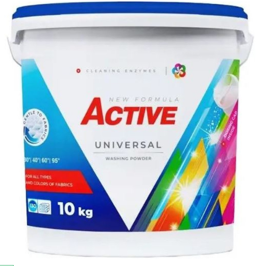 Сипучий пральний порошок Active Universal 10 kg (відро) 4820196010692
