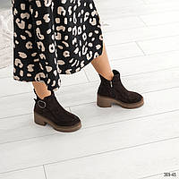 Зимние ботинки из натуральной замши коричневого цвета 38,39
