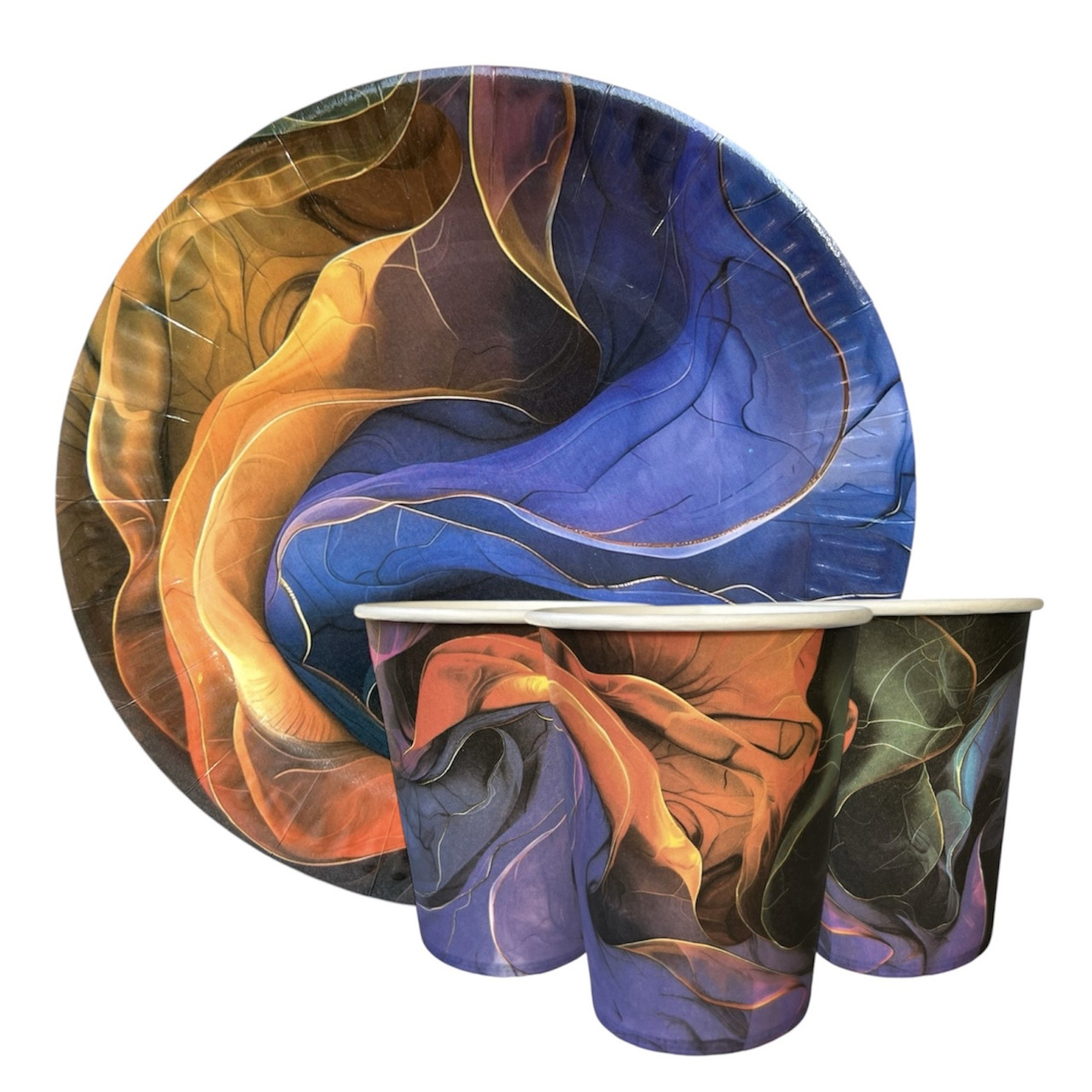 Набір одноразового посуду "Мармур" Тарілки -10 шт Стаканчики - 10 шт