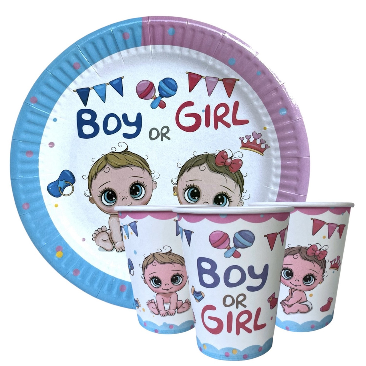 Набір одноразового посуду "Гендер Паті" Тарілки -10 шт Стаканчики - 10 шт