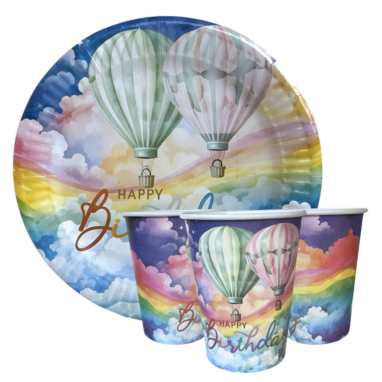 Набір одноразового посуду "Над хмарами" Тарілки — 10 шт Стаканчики — 10 шт.