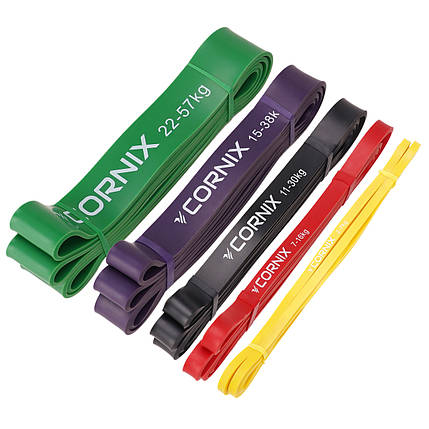 Еспандер-петля Cornix Power Band 2-57 кг (гума для фітнесу та спорту) набір 5 шт XR-0086 Poland, фото 1
