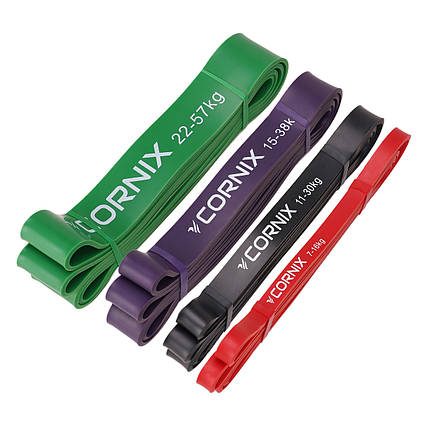 Еспандер-петля Cornix Power Band 7-57 кг (гума для фітнесу та спорту) набір 4 шт XR-0088 Poland, фото 1