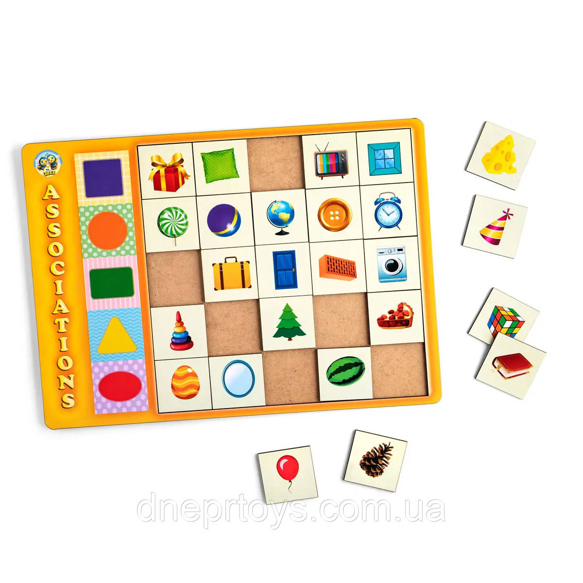 Дерев`яний пазл-вкладиш асоціації Геометричні фігури Ubumblebees дерево 3+ кор 23*32*1см (ПСД097), фото 1