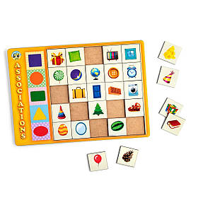 Дерев`яний пазл-вкладиш асоціації Геометричні фігури Ubumblebees дерево 3+ кор 23*32*1см (ПСД097)