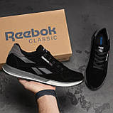 Кросівки Reebok замш шкіряні весна, Замшеві кросівки чорні чоловічі демісезонні *210 ч/сір замш*, фото 4