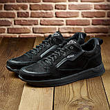 Чоловічі чорні модні осінні шкіряні кросівки з натуральної шкіри *Guess Х*, фото 4