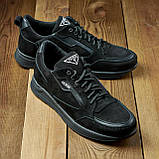 Чоловічі чорні модні осінні шкіряні кросівки з натуральної шкіри *Guess Х*, фото 6