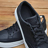 Чоловічі осінні кеди чорні з білою підошвою під джинси, повсякденні шкіряні кеди демісезонні *316-чорн*, фото 2