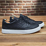 Чоловічі осінні кеди чорні з білою підошвою під джинси, повсякденні шкіряні кеди демісезонні *316-чорн*, фото 6