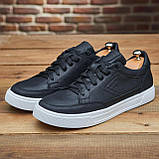 Чоловічі осінні кеди чорні з білою підошвою під джинси, повсякденні шкіряні кеди демісезонні *316-чорн*, фото 7
