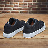 Чоловічі осінні кеди чорні з білою підошвою під джинси, повсякденні шкіряні кеди демісезонні *316-чорн*, фото 8