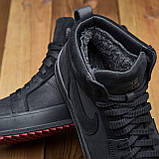 Спортивні високі зимові чорні шкіряні черевики чоловічі на хутрі, черевики на товстій підошві *211 Найк бот черн*, фото 2
