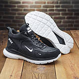 Спортивні високі зимові чорні шкіряні черевики чоловічі на хутрі, черевики на товстій підошві *N-чор*, фото 2