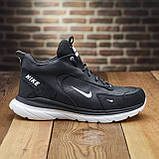 Спортивні високі зимові чорні шкіряні черевики чоловічі на хутрі, черевики на товстій підошві *N-чор*, фото 5