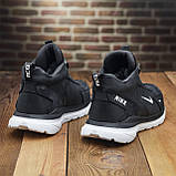 Спортивні високі зимові чорні шкіряні черевики чоловічі на хутрі, черевики на товстій підошві *N-чор*, фото 8