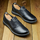 Класичні чорні осінні чоловічі туфлі без шнурків на кожен день *11 черн кожа*, фото 8
