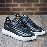 Шкіряні чорні чоловічі кросівки комфортні осінь-весна повсякденні демісезонні *МТ-лиц*, фото 3