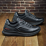 Шкіряні чорні чоловічі кросівки комфортні осінь-весна повсякденні демісезонні *179 ЕВА*, фото 4