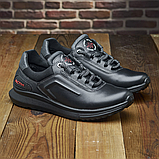 Шкіряні чорні чоловічі кросівки комфортні осінь-весна повсякденні демісезонні *179 ЕВА*, фото 5