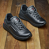 Шкіряні чорні чоловічі кросівки комфортні осінь-весна повсякденні демісезонні *179 ЕВА*, фото 7