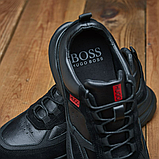 Осінні весняні шкіряні чорні кросівки чоловічі демісезонні осінь весна *Мх-130 х/б*, фото 3