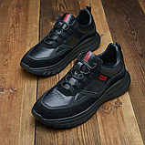 Осінні весняні шкіряні чорні кросівки чоловічі демісезонні осінь весна *Мх-130 х/б*, фото 4