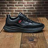 Осінні весняні шкіряні чорні кросівки чоловічі демісезонні осінь весна *Мх-130 х/б*, фото 6