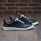 Осінні чоловічі шкіряні кеди чорні демісезонні з білою підошвою під джинси *А-70-кор*, фото 3