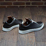 Осінні чоловічі шкіряні кеди чорні демісезонні з білою підошвою під джинси *А-70-кор*, фото 7