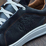 Осінні чоловічі шкіряні кеди чорні демісезонні з білою підошвою під джинси *А-70-кор*, фото 8