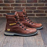Caterpillar Черевики чоловічі коричневі шкіряні Високі зимові класичні на натуральному хутрі *035-риж*, фото 2