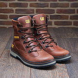 Caterpillar Черевики чоловічі коричневі шкіряні Високі зимові класичні на натуральному хутрі *035-риж*, фото 3