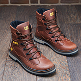 Caterpillar Черевики чоловічі коричневі шкіряні Високі зимові класичні на натуральному хутрі *035-риж*, фото 5