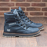 Caterpillar Черевики чоловічі сині шкіряні Високі зимові класичні на натуральному хутрі *035 син*, фото 2