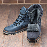 Caterpillar Черевики чоловічі сині шкіряні Високі зимові класичні на натуральному хутрі *035 син*, фото 4