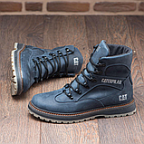 Caterpillar Черевики чоловічі сині шкіряні Високі зимові класичні на натуральному хутрі *035 син*, фото 5