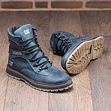 Caterpillar Черевики чоловічі сині шкіряні Високі зимові класичні на натуральному хутрі *035 син*, фото 6