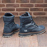 Caterpillar Черевики чоловічі сині шкіряні Високі зимові класичні на натуральному хутрі *035 син*, фото 7