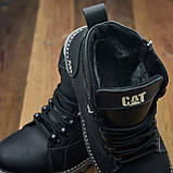 Чорні шкіряні високі черевики на товстій підошві зимові класичні CAT чоловічі на хутрі *408 чор*, фото 2