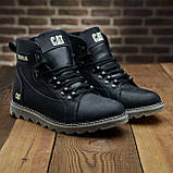Чорні шкіряні високі черевики на товстій підошві зимові класичні CAT чоловічі на хутрі *408 чор*, фото 5