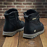 Чорні шкіряні високі черевики на товстій підошві зимові класичні CAT чоловічі на хутрі *408 чор*, фото 8