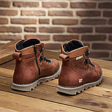 Шкіряні високі черевики CAT коричневі на товстій підошві зимові класичні чоловічі на хутрі *408 риж САТ*, фото 6