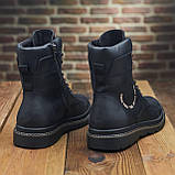 Високі зимові чорні шкіряні хутряні черевики чоловічі на хутрі для чоловіків на товстій підошві на блискавці *Bd-27*, фото 8