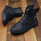 Високі зимові чорні шкіряні черевики чоловічі на хутрі на товстій підошві на блискавці *B - 53 дизель*, фото 4