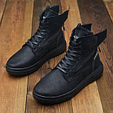 Високі зимові чорні шкіряні черевики чоловічі на хутрі на товстій підошві на блискавці *B - 53 дизель*, фото 5