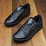 Шкіряні теплі чорні кеди зимові чоловічі на хутрі *Ск-80 мех*, фото 5