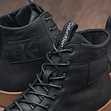 Високі утеплені чоловічі зимові шкіряні черевики на хутрі на високій підошві на кожен день *В-150креп*, фото 3