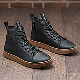 Високі утеплені чоловічі зимові шкіряні черевики на хутрі на високій підошві на кожен день *В-150креп*, фото 6