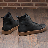 Високі утеплені чоловічі зимові шкіряні черевики на хутрі на високій підошві на кожен день *В-150креп*, фото 8